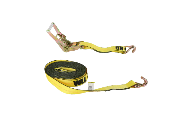 2 inch by 27 foot ratchet strap with wire J-hooks