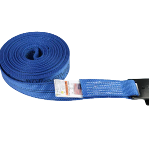 2 inch by 30 foot red Diamond Weave winch strap with flat hook, made in USA